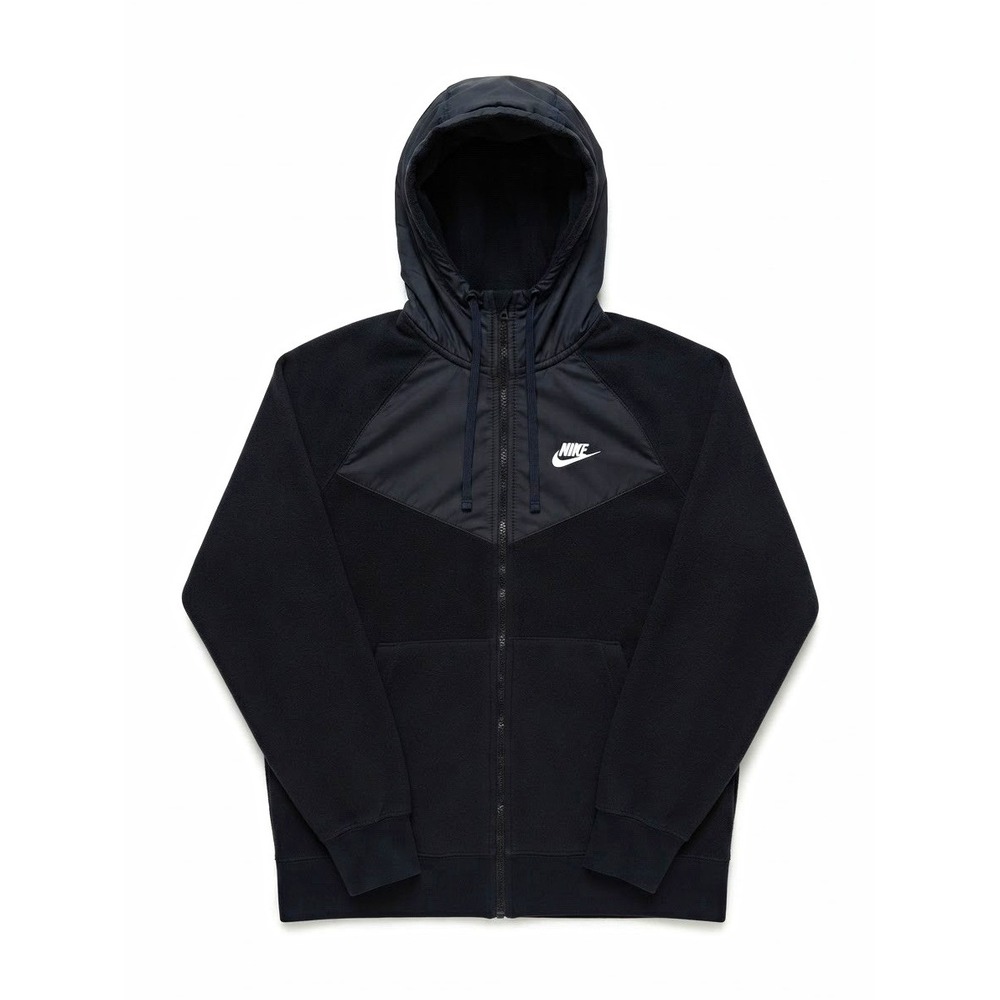 Nike Mens Black Fleece Full Zip Hooded Hoodie S Pockets Logo 929114-010
